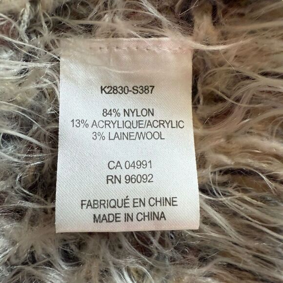 Katherine Barclay Montreal Sz L Multi Color Fuzzy Eyelash Open Front Sweater - Picture 5 of 8